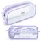 Grid Mesh Pencil Case Large Capacity Pencil Case Big Pencil Pouch With Zipper Simple Stationery Bag Aesthetic Pen Bag for School Teen Girl Boy Multi-Purpose bag for office Men Women